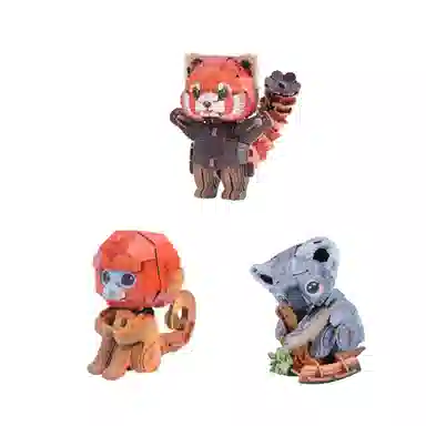 博物文创 中国国家地理博物文创梦巴格萌仔茶话会系列小熊猫长颈鹿纸模 拼装模型