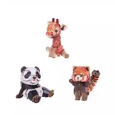 博物文创 中国国家地理博物文创梦巴格萌仔茶话会系列小熊猫长颈鹿纸模 拼装模型