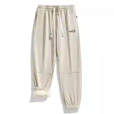 星际者 宽松厚款束脚舒适亲肤柔软百搭抽绳高街加绒针织运动裤 男女同款