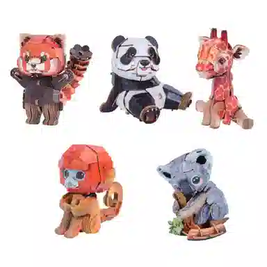 博物文创 中国国家地理博物文创梦巴格萌仔茶话会系列小熊猫长颈鹿纸模 拼装模型