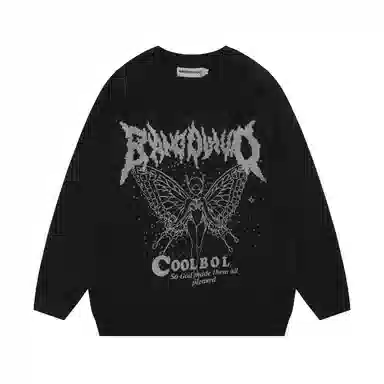 水中花 蝴蝶提花长袖舒适圆领针织衫 女款