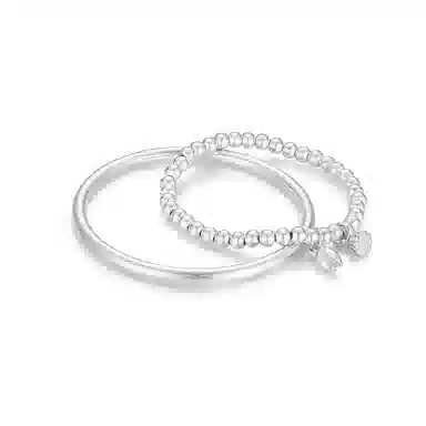 重庆金店 两世欢莲蓬 国潮新中式轻奢精致小众设计高级感古法叠戴和和美美素圈圆珠串珠手饰 合金 手镯 通用