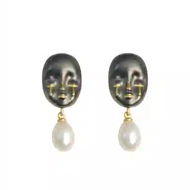 QUANDO Black Witch's Tears Silver Earrings