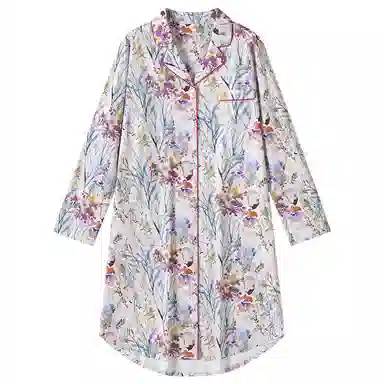 舒雅 纯棉双面布长袖睡裙 女款 粉红