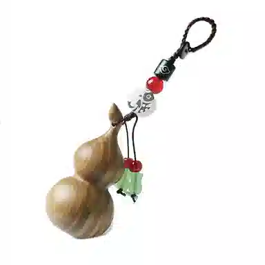 弹指木匠 木雕刻小葫芦工艺品挂饰光面葫芦百搭小挂 绿檀 木作挂件 男女同款情侣款