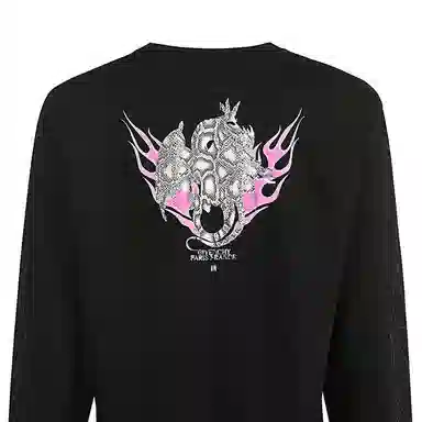 Givenchy SS24 Logo Flame Print Long Sleeve T-Shirt Black