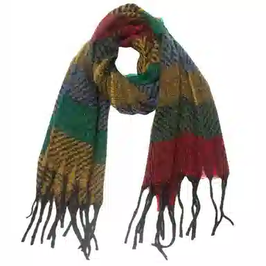 山一丸 条纹流苏 潮流轻奢百搭 绒线围巾 男女同款情侣款