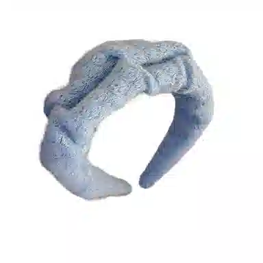 丹琴 甜美克莱因蓝高颅顶褶皱宽边头箍百搭洗脸专用发捆头饰 毛线 发箍 女款