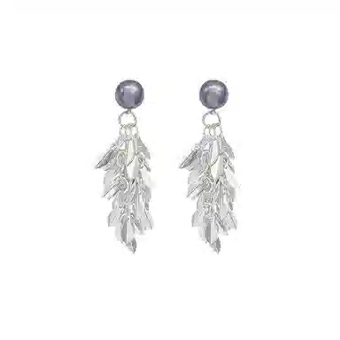 彤彤兔 波光粼粼仿珍珠麦穗流苏耳钉气质清冷风高级感简约长款 树脂 耳环 女款