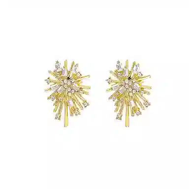 彤彤兔 法式复古不规则烟花状镶钻高级感耳钉女小众独特冷淡风 合金 耳环 女款