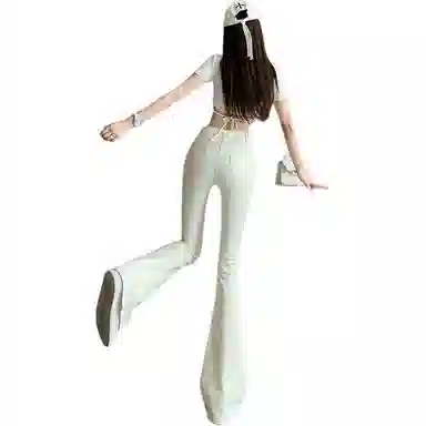 思蓓儿 修身高腰纯色韩版百搭牛仔裤 女款 白色