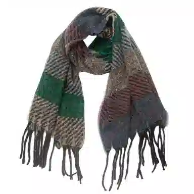 山一丸 条纹流苏 潮流轻奢百搭 绒线围巾 男女同款情侣款