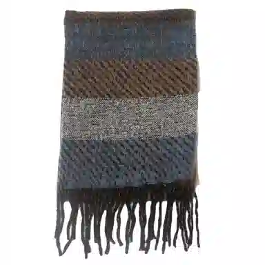 山一丸 条纹流苏 潮流轻奢百搭 绒线围巾 男女同款情侣款