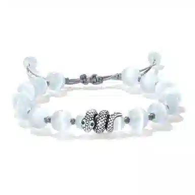 【普陀山官方已祝福】 普陀山文创 新中式纳福灵蛇 本命年生肖蛇招财串珠 生日送礼  礼盒装 猫眼石 手链 男女同款情侣款