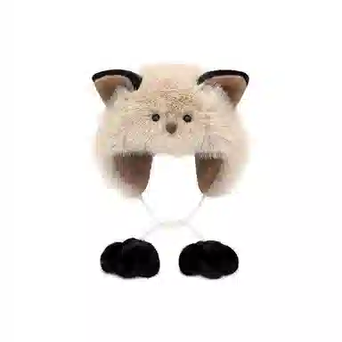 千桐 毛茸茸可爱耳朵土拨鼠通勤百搭保暖 涤纶 绒线帽 女款