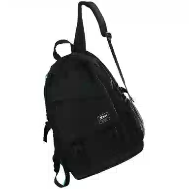 特步 大容量 涤纶 双肩包 男款 曜石黑