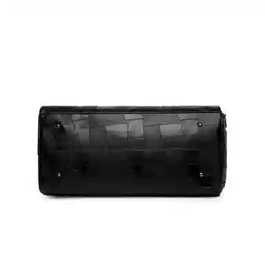 哈奢 时尚潮流复古格子轻便旅行运动健身拉链收纳包 皮料 旅行包 男女同款情侣款 黑色