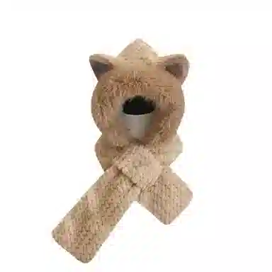 千桐 狐狸耳朵针织一体帽防风冬季保暖出行套头帽 涤纶 绒线帽 女款