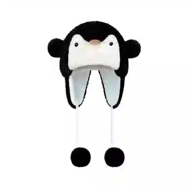 千桐 呆萌可爱 冬季加绒日常通勤企鹅护耳帽 棉 涤纶 帽子 女款