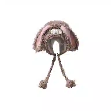 千桐 甜甜小兔软萌可爱套头护耳百搭甜美冬季暖系通勤出行 棉 绒线帽 女款