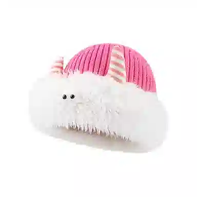 千桐 冬季毛茸茸雪怪豆豆眼怪兽小角 聚酯纤维 绒线帽 男女同款情侣款