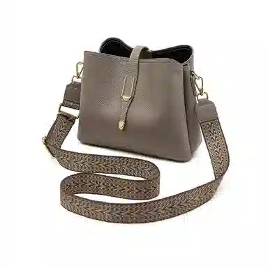 老人头 时尚百搭 牛皮拼合成革 斜挎包 女款 灰色