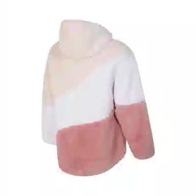PUMA Logo Embroidered Sherpa Hoodie White Pink