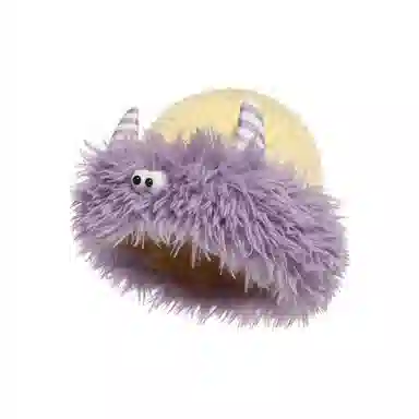 千桐 冬季毛茸茸雪怪豆豆眼怪兽小角 聚酯纤维 绒线帽 男女同款情侣款