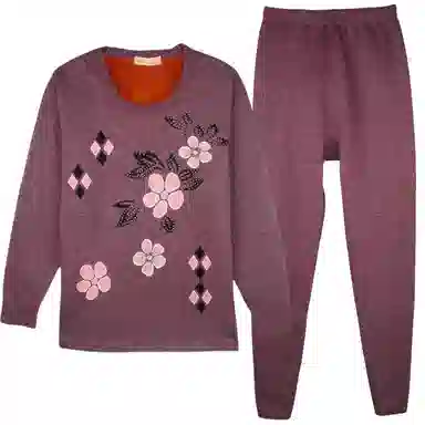 兰缪 圆领抗寒锁温耐磨舒适透气亲肤柔软保暖套装 女款