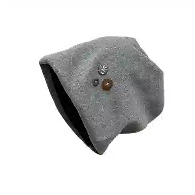 【潮酷穿搭】 浪莎 韩系毛呢纽扣冷帽堆堆帽女生秋冬高级感包头帽子显脸小护耳月子帽 涤纶 绒线帽 女款