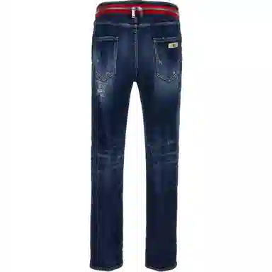 DSQUARED2 Navy Distressed Zipper Jeans