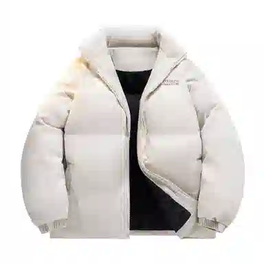 大卫贝肯 美式高街背面樱花花卉图案字母印花日常通勤百搭宽松休闲立领棉服 男女同款 黑色