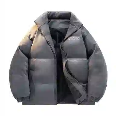 大卫贝肯 美式高街背面樱花花卉图案字母印花日常通勤百搭宽松休闲立领棉服 男女同款 黑色