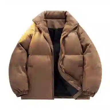 大卫贝肯 美式高街背面樱花花卉图案字母印花日常通勤百搭宽松休闲立领棉服 男女同款 黑色