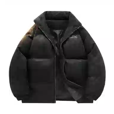 大卫贝肯 美式高街背面樱花花卉图案字母印花日常通勤百搭宽松休闲立领棉服 男女同款 黑色