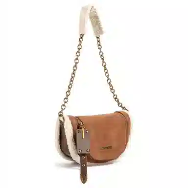 CAEISL&KCIEL Brown Faux Fur Shoulder Bag