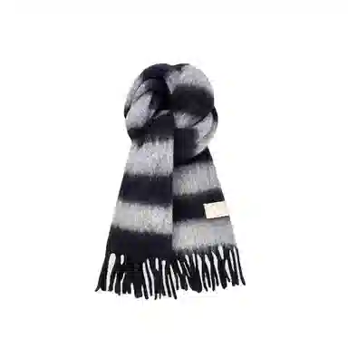 【加大加厚】 浪莎 流苏拼色条纹加大加厚围巾冬季韩系氛围感百搭保暖含羊毛软糯披肩围脖 绒线围巾 男女同款情侣款