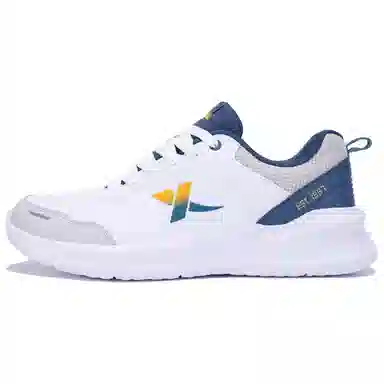 特步 舒适百搭透气轻便 低帮跑步鞋 男款 白蓝灰