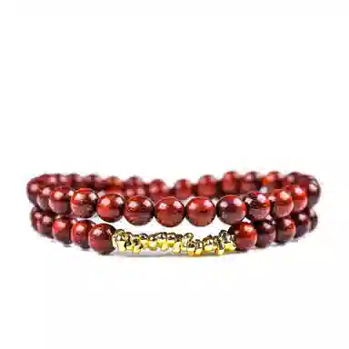 物㯖 小众设计双圈碎银几两文玩新中式轻奢高级感佛珠诸事顺遂平安喜乐八方来财盘玩念珠#寓意好物 血檀 木作手串 男女同款情侣款