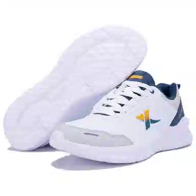 特步 舒适百搭透气轻便 低帮跑步鞋 男款 白蓝灰