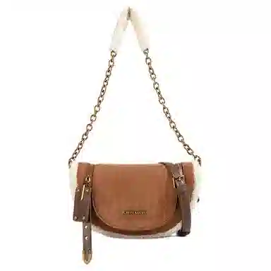 CAEISL&KCIEL Brown Faux Fur Shoulder Bag