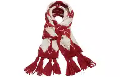 圣诞 优幽兰 时尚潮流高级感红色菱格针织流苏冬季韩系百搭复古氛围感防寒保暖穿搭学生新年喜庆 绒线围巾 女款