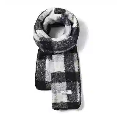 啄木鸟 撞色格子高级感保暖韩系复古加厚 绒线围巾 男女同款情侣款