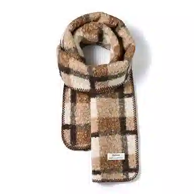 啄木鸟 撞色格子高级感保暖韩系复古加厚 绒线围巾 男女同款情侣款