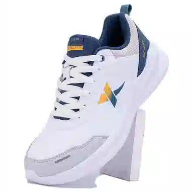 特步 舒适百搭透气轻便 低帮跑步鞋 男款 白蓝灰