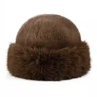 浪莎 外贸日系毛茸茸加绒保暖防寒大头围加厚显脸小 聚酯纤维 盆帽 女款