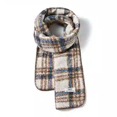 啄木鸟 撞色格子高级感保暖韩系复古加厚 绒线围巾 男女同款情侣款