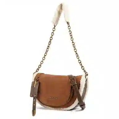 CAEISL&KCIEL Brown Faux Fur Shoulder Bag