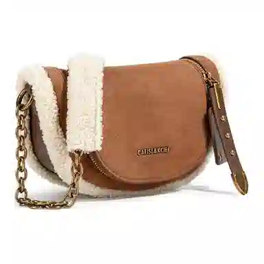 CAEISL&KCIEL Brown Faux Fur Shoulder Bag