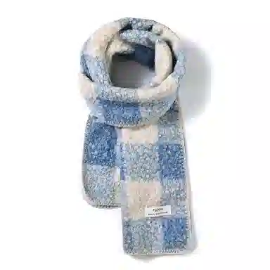 啄木鸟 撞色格子高级感保暖韩系复古加厚 绒线围巾 男女同款情侣款